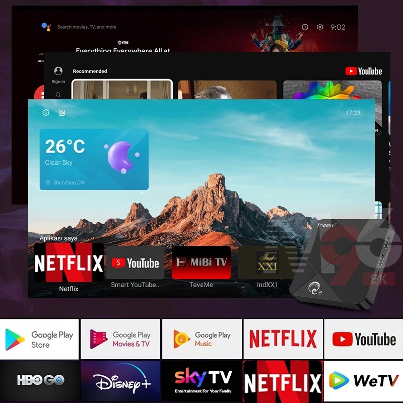 hot sale tripsky miniq3 tv box - android 14.0 amlogic 16gb ram 256gb rom 4k hd smart stb