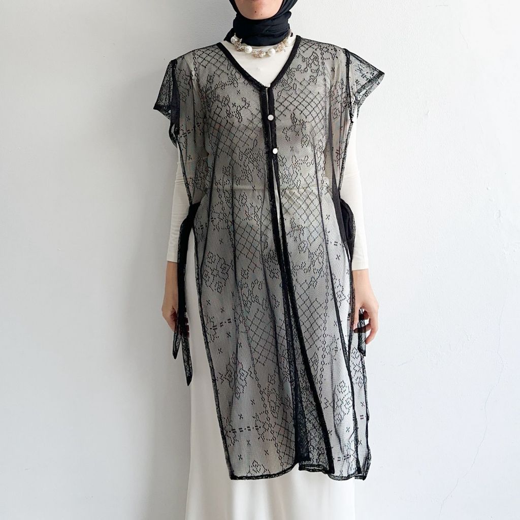 Emikoawa - Outer Lace Flow Brukat Brokat Wanita Kondangan Luaran Blazer Outer Baju Atasan Wanita Mus