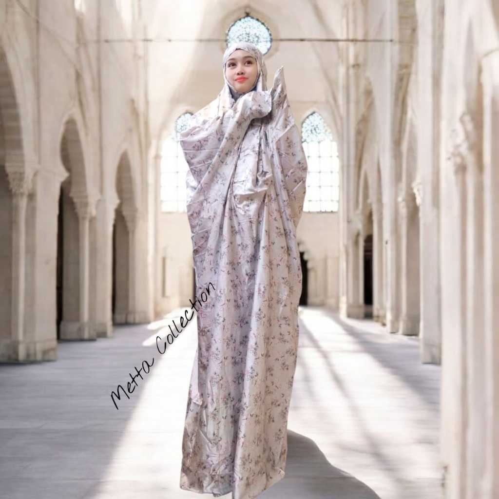 Mukena Terusan Armani Silk Satin Print / Motif Dewasa Premium