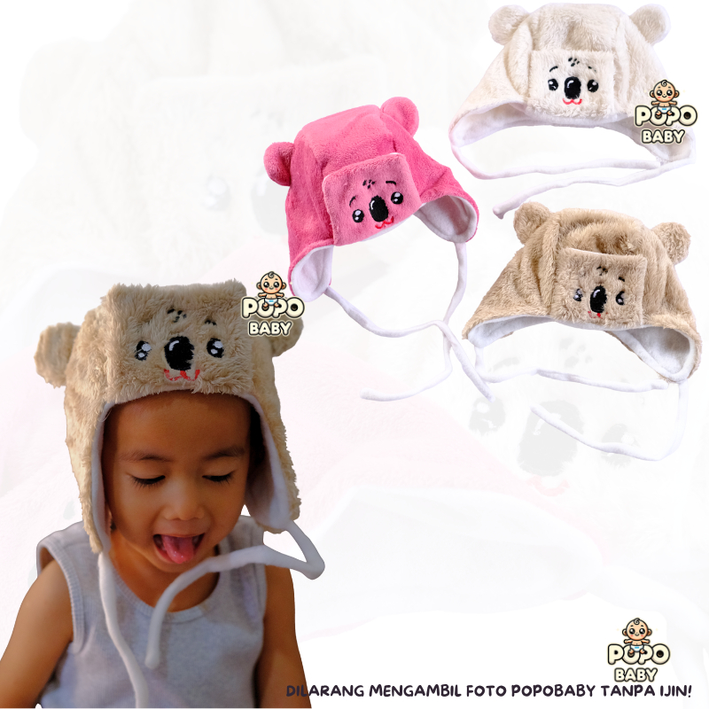 Topi Bayi Bulu Eskimo/ Musim Dingin / Topi Bayi Bludru Koala Series / Topi Bayi Premium | Nyaman | B