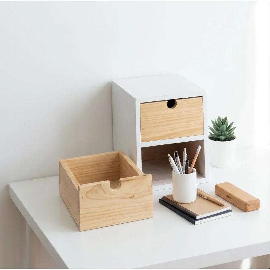 Rak Mini Serbaguna Rak Lemari Laci Kecil Tempat Buku Kosmetik Samping Meja Kasur Rak Kayu Pinus Aest