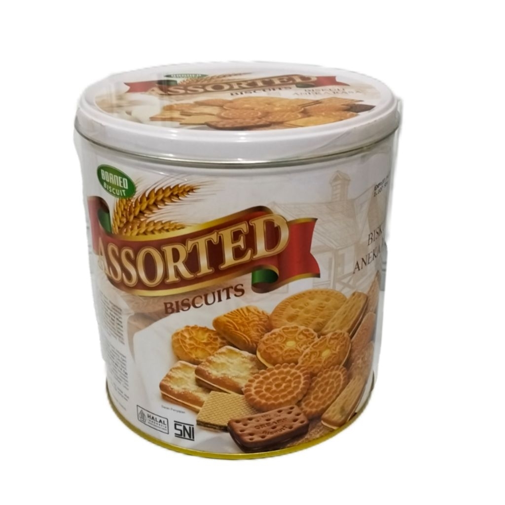 BISKUIT ASSORTED BORNEO KALENG /BISKUIT KALENG ASSORTED KALENG ISI 350 gr