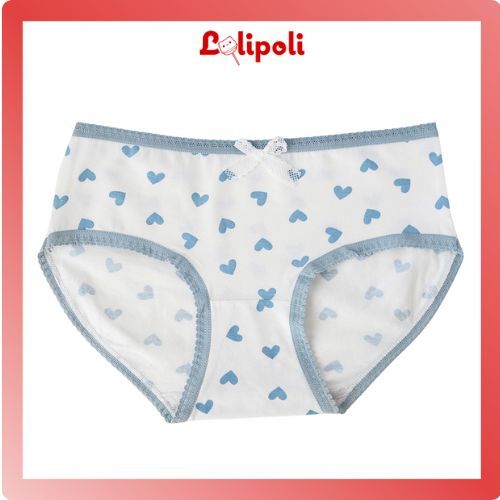CD1089 Cd Imut Fashion Jepang Celana Dalam Wanita Katun Mid Waist Motif Biru Cod