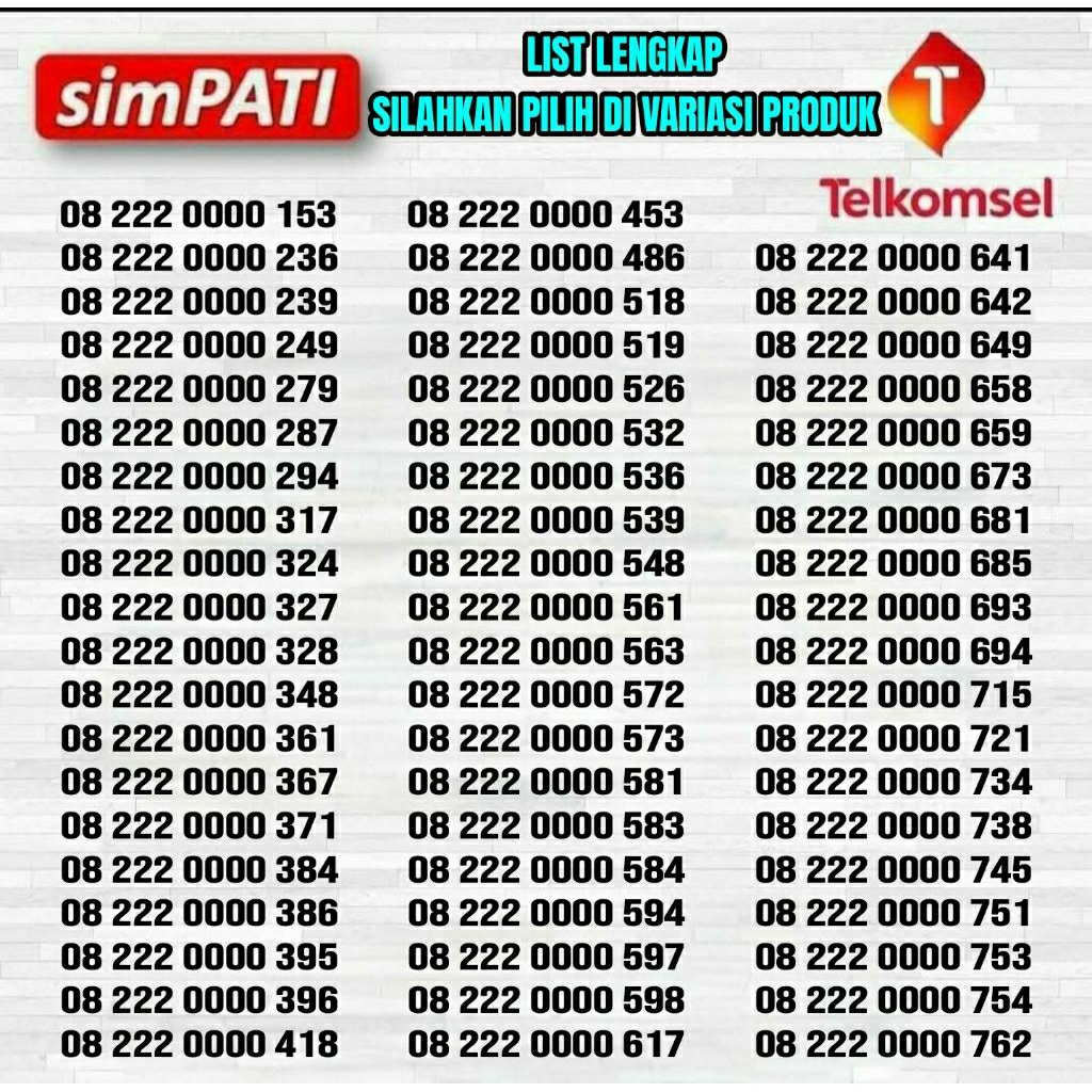 Nomor Cantik Telkomsel - Nomor Cantik Simpati - Nomor Cantik Telkomsel Simpati 4G Lte 10digit 10 dig
