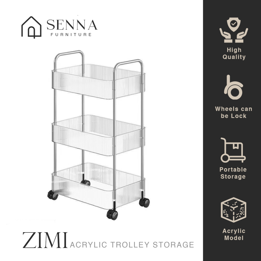 Transparant Arcylic Trolley Storage Organizer Rack Storage Rack ZIMI