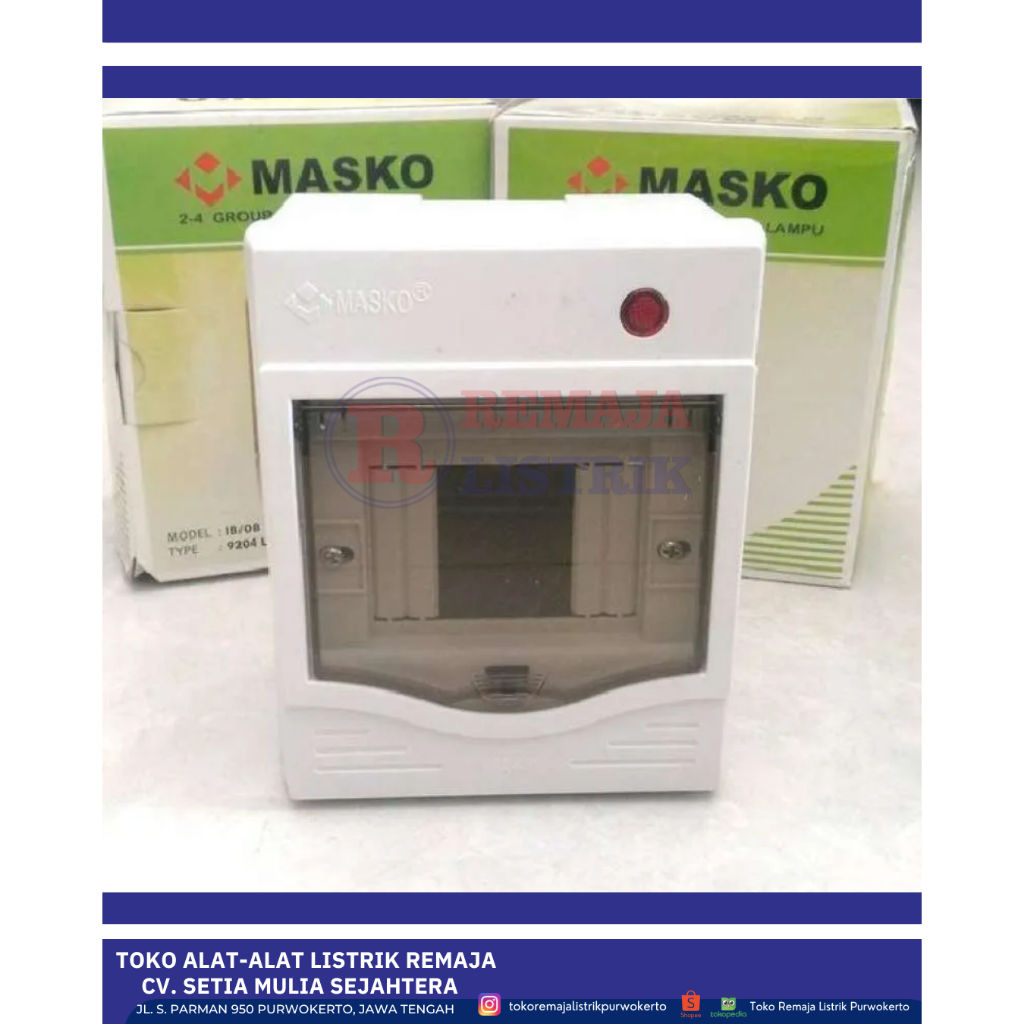 BOX MCB 4 GROUP MASKO + LAMPU INDIKATOR MASKO 9104 / 9204