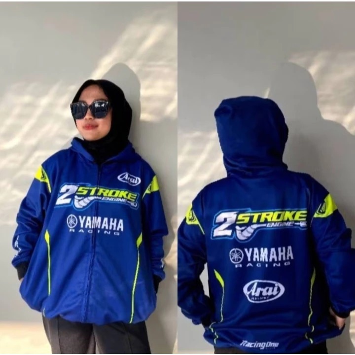 Jaket Racing One 2Stroke Yamaha Biru Printing
