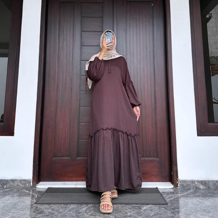 Gamis Ramadhan Gamis Wanita Panjang Bahan Rayon Twill Premium Model Simple Mewah Busui Friendly