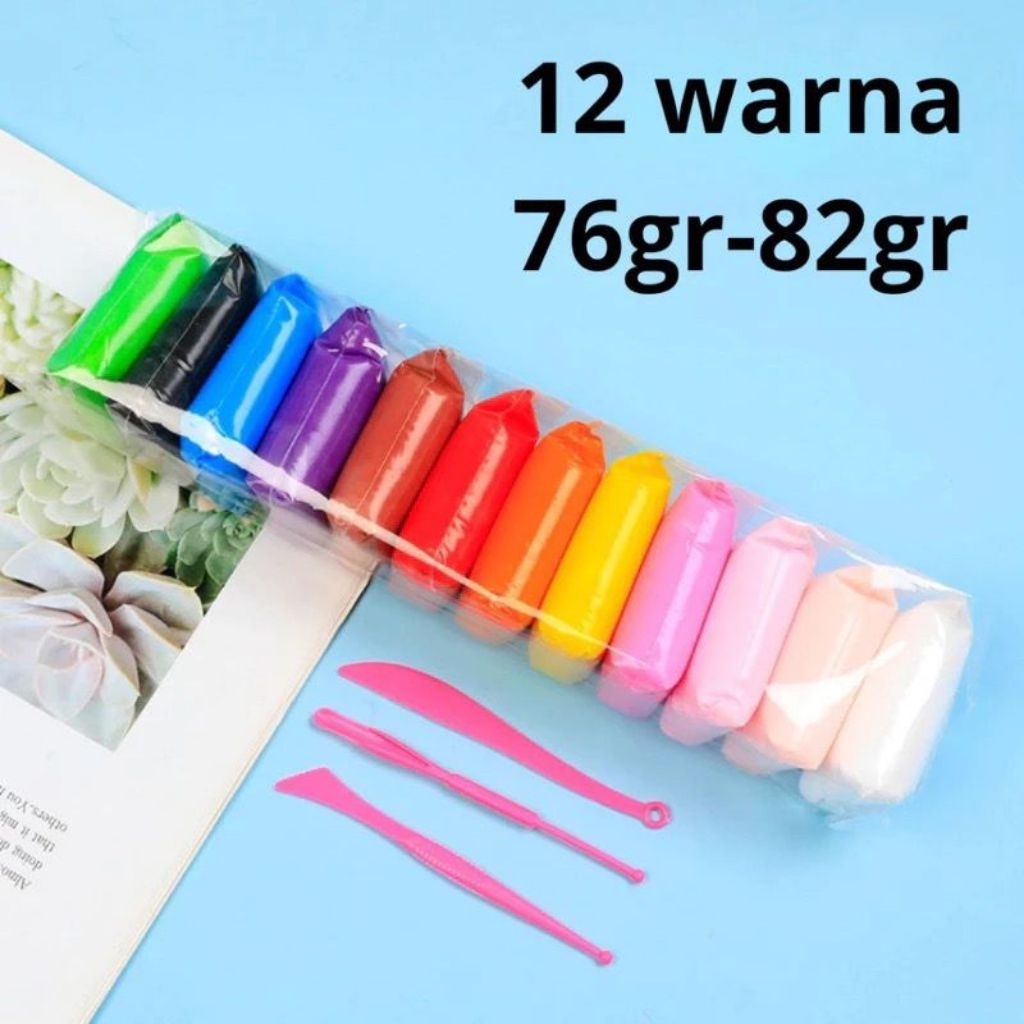 Clay mainan anak warna warni | polymer clay isi 12 warna