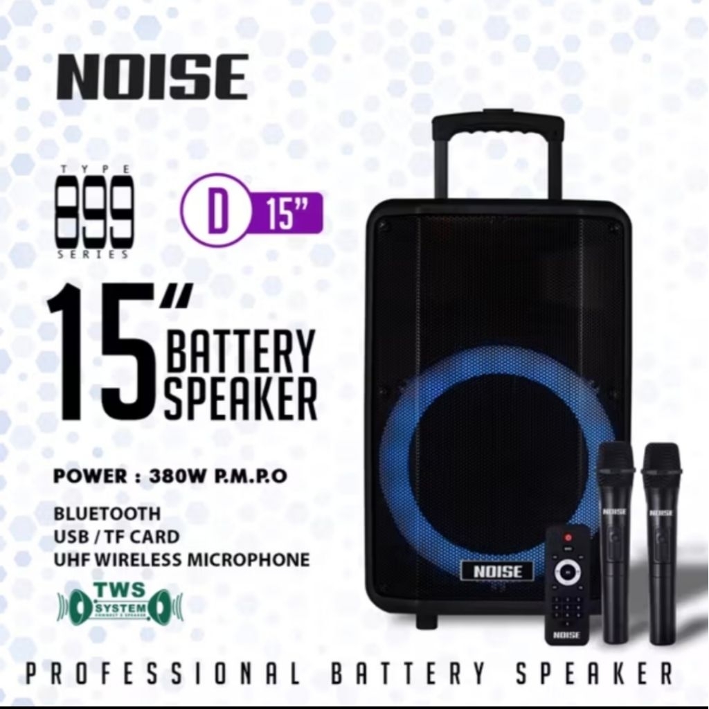 NOISE Speaker 899D 15 inch Bluetooth portable wireless speaker mic double
