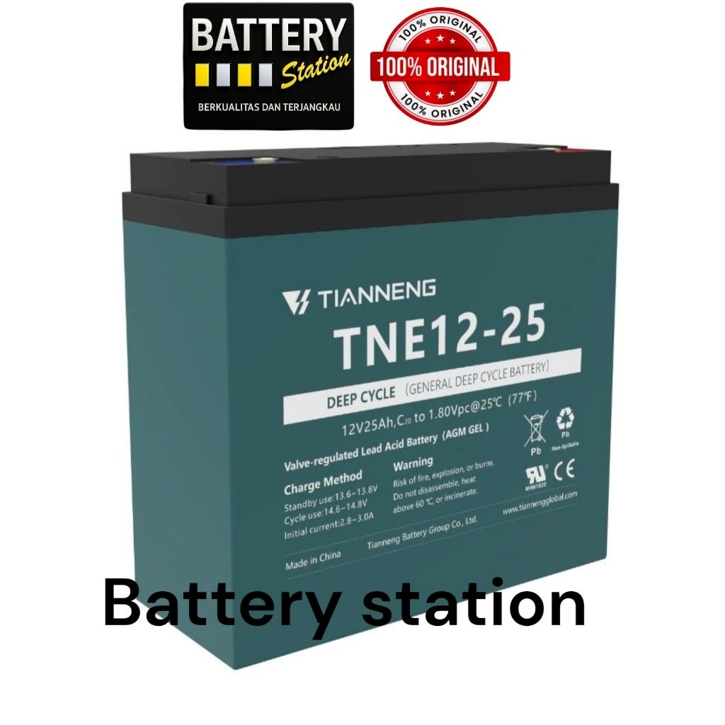 Aki battery Tianneng TNE 12-25 12volt 25ampere 6dzm20 kepala baut original