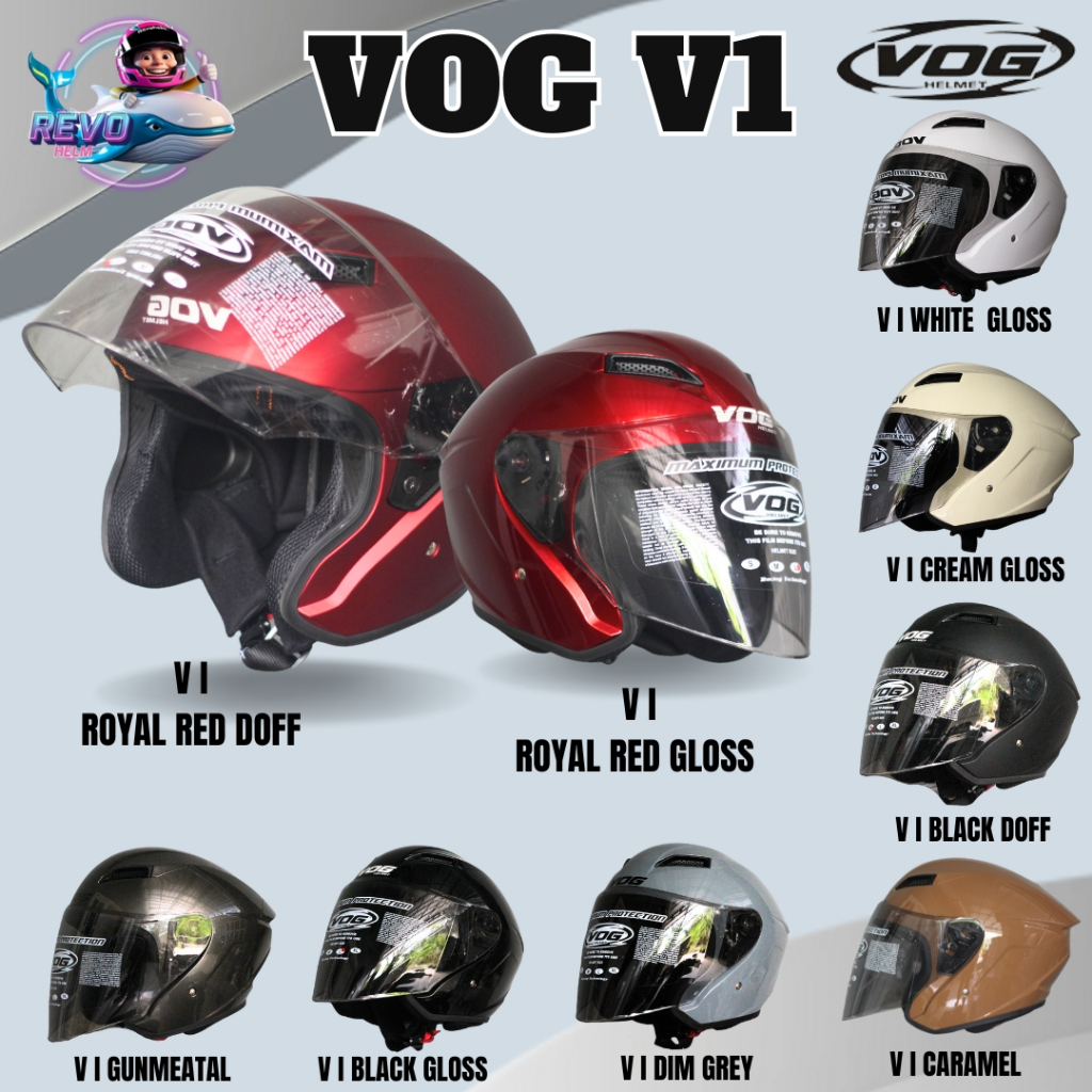 VOG HELMET OFFICIAL SHOP - VOG V1 INOVASI TERBARU HELM HALF FACE KEREN BUDGET PELAJAR TERLARIS