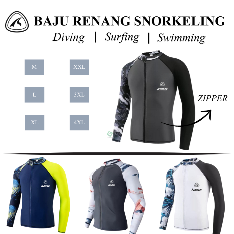 Jaket Selam Diving Snorkeling Men's 0.5mm Lycra Anti-Jellyfish Lengan Panjang Baju Diving Jaket Rash