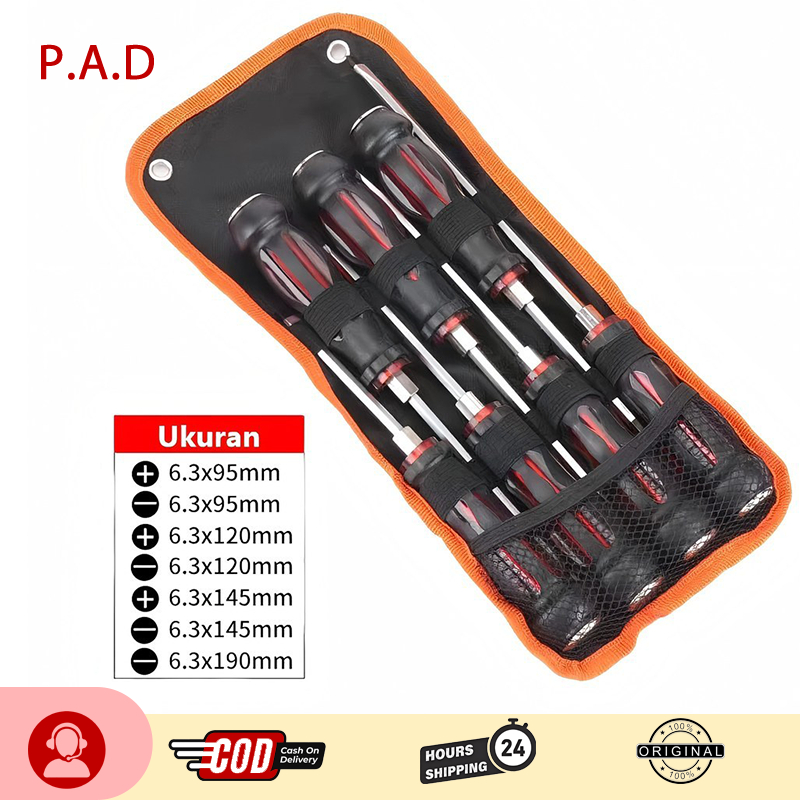 7 set/kit Kepala obeng multifungsi Philips magnetik + kepala panjang, kepala obeng baja kromium vana