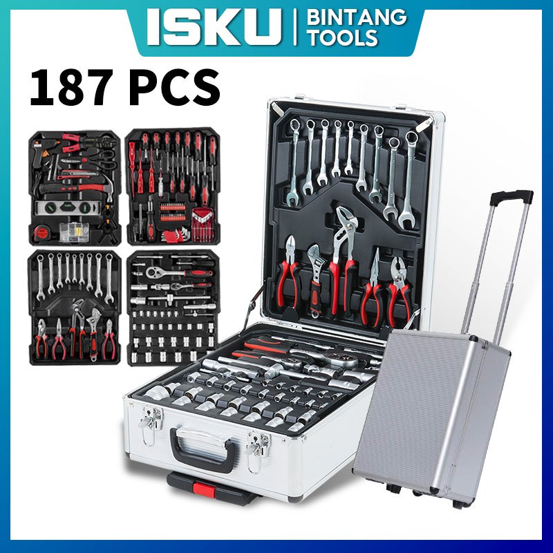 ISKU Toolkit Set 187/kunci shock set /kunci Bengkel motor komplit - 187pcs