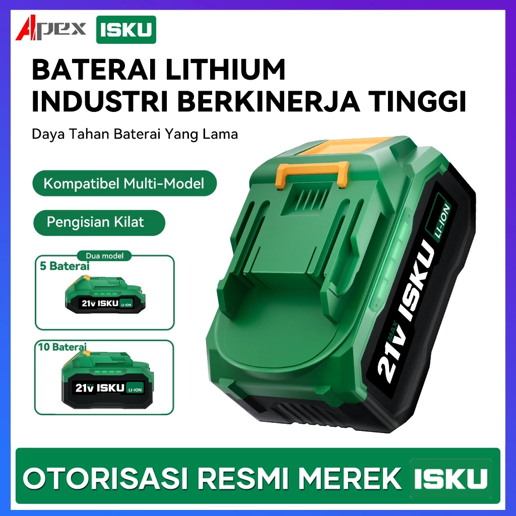 ISKU Baterai Lithium 21V Soket Makita LXT Bor Cordless Gerinda Mesin Blower Gergaji Listrik Batery B