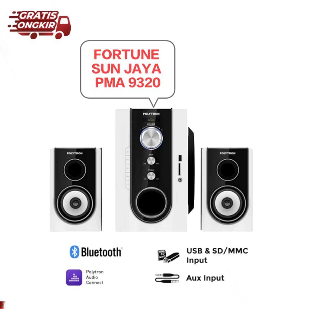 SPEAKER POLYTRON PMA 9320 PMA9320 BT BLUETOOTH MULTIMEDIA SPIKER RADIO FM BAZZOKE EXTRA BASS