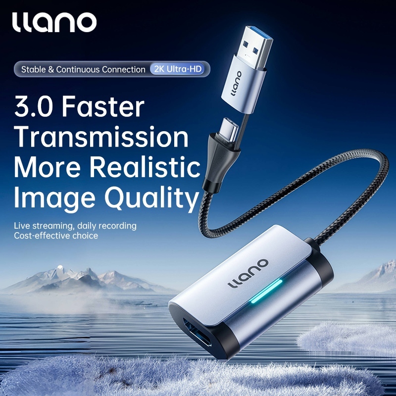 Llano Video Capture Card 2 in 1 USB C 3.0 Capture Card HDMI to USB C Audio Video Recording in 1080P@