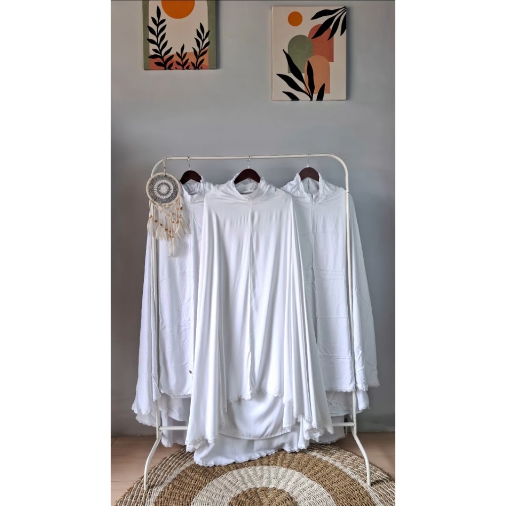 Mukena putih rayon jumbo premium/mukenah dewasa/mukenah