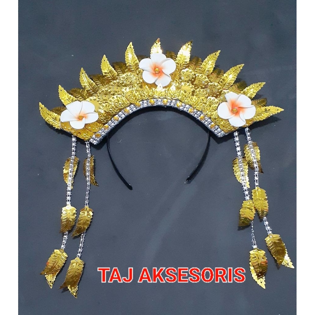 mahkota bando sunting bali permata mas 3 bunga kamboja