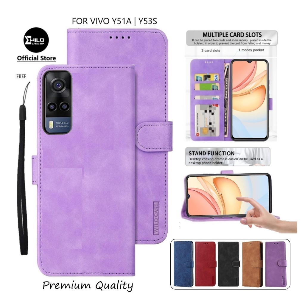 VIVO Y51A | Y53S Leather Flip - Wallet Case Kulit - Casing Dompet Case Wallet Leather Flip Case VIVO