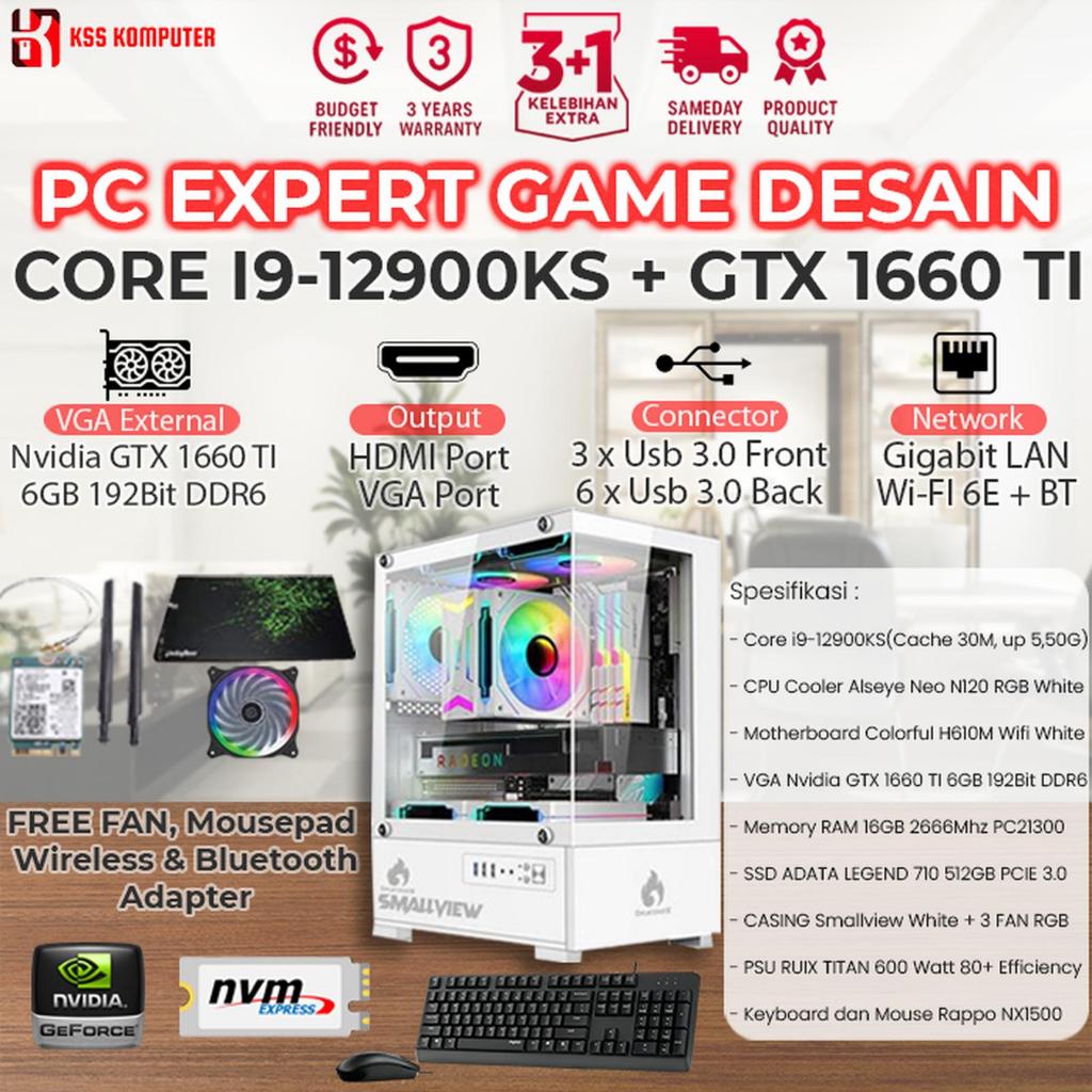 [NEW] Komputer / PC Rakitan Core I9 12900KS + GTX 1660 TI 6GB + Monitor Siap GAMING dan Desain
