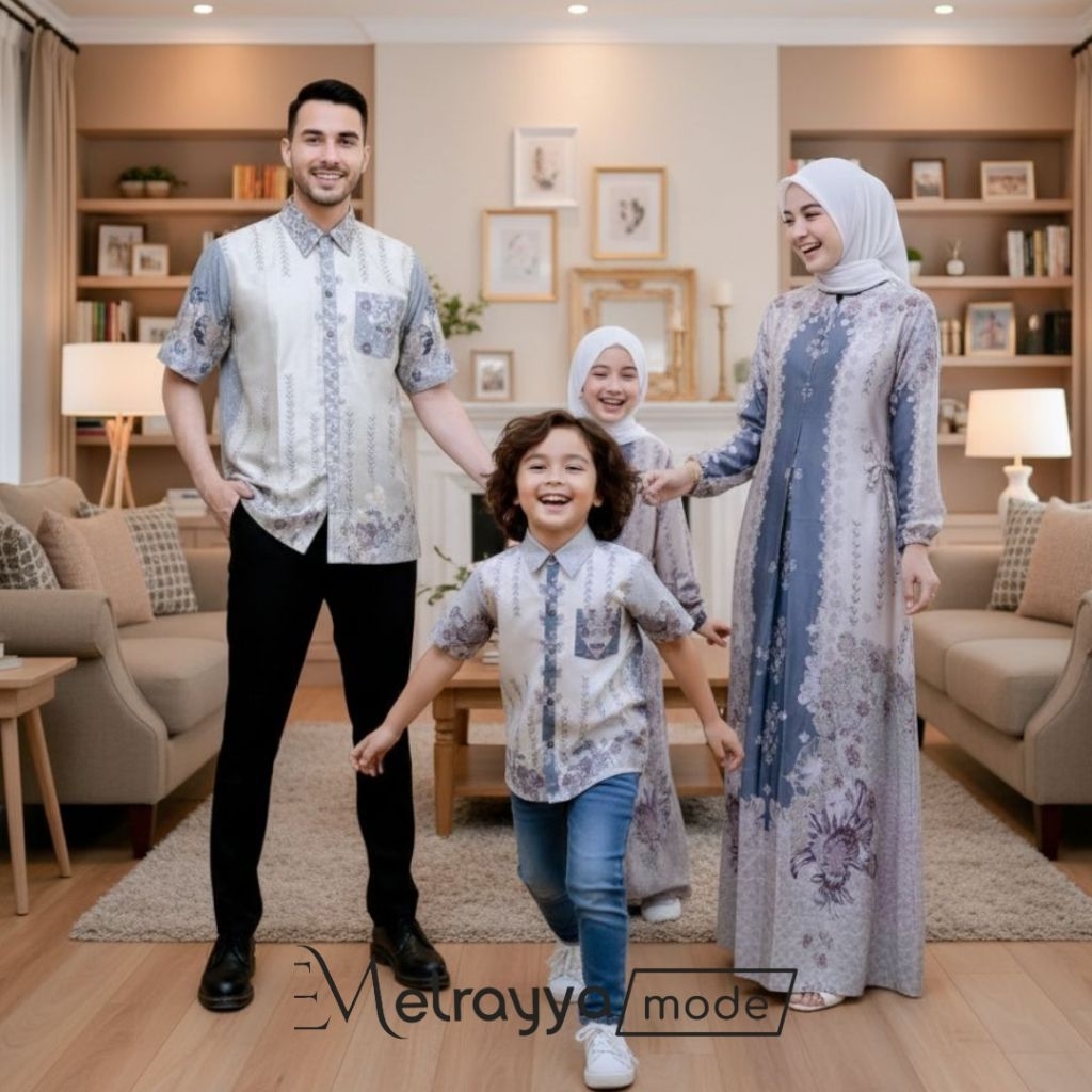 Set Couple Keluarga Kemeja Gamis Silk Premium | Baju Couple Gamis Kemeja Lengan Pendek Laki Laki Med