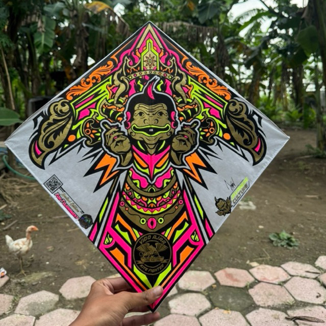 layangan sukhoi premium motif semar 5 warna original bambu petung