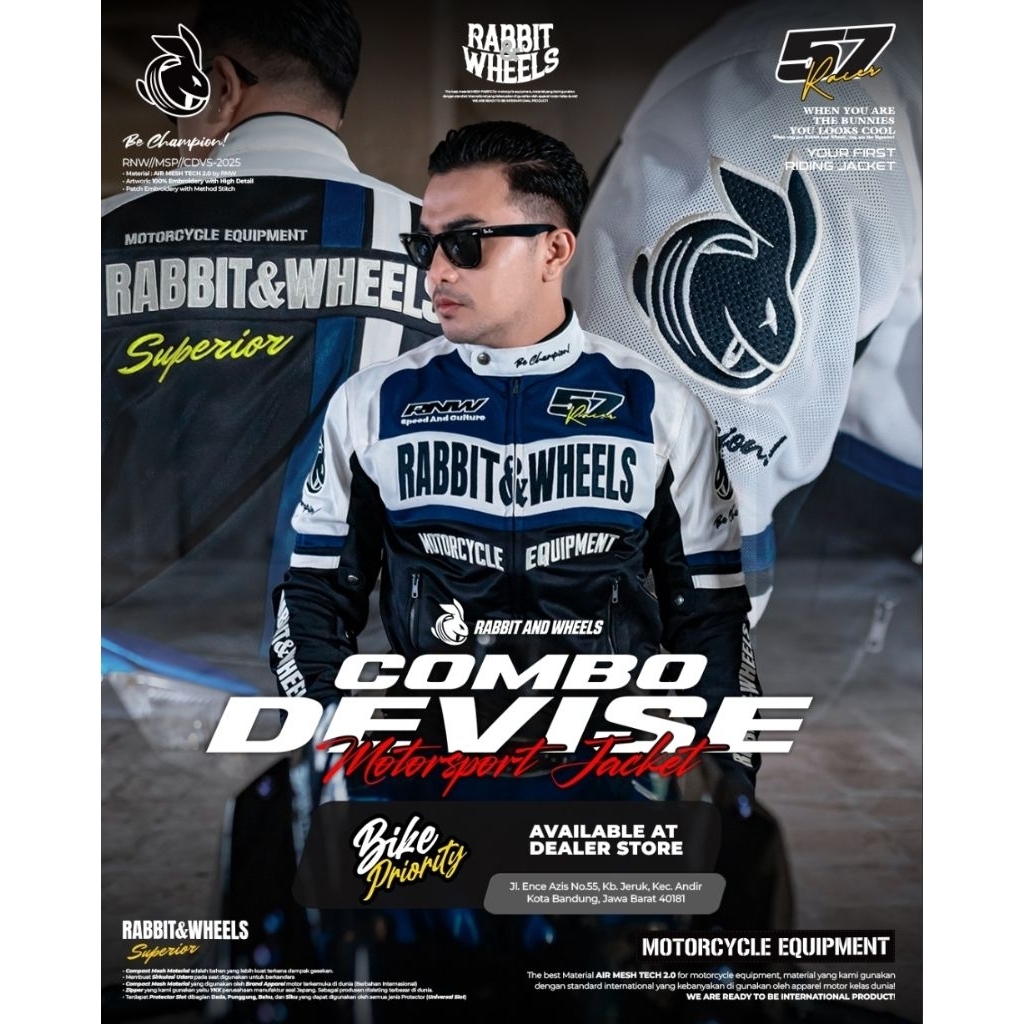 Rabbit And Wheels Motosport Combo Devise French Navy Jaket Rider