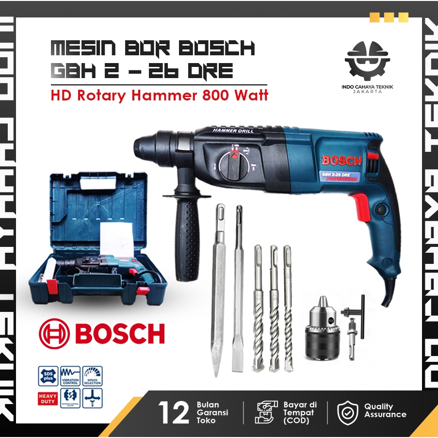 PROMO TERMURAH Mesin Bor Bobok Beton Bosch GBH 2-26 DRE Rotary Hammer dg 3 Fungsi (Mesin Bobok)