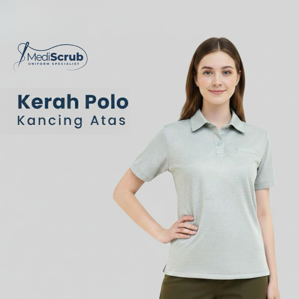 MEDISCRUB - Baju Jaga Kerah Polo Wanita Dokter Perawat Rumah sakit klinik Casual