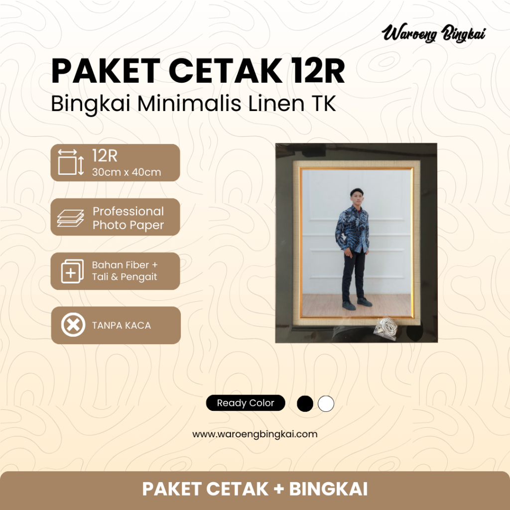 cetak foto ukuran 12R 30X40 cm plus bingkai minimalis tanpa kaca