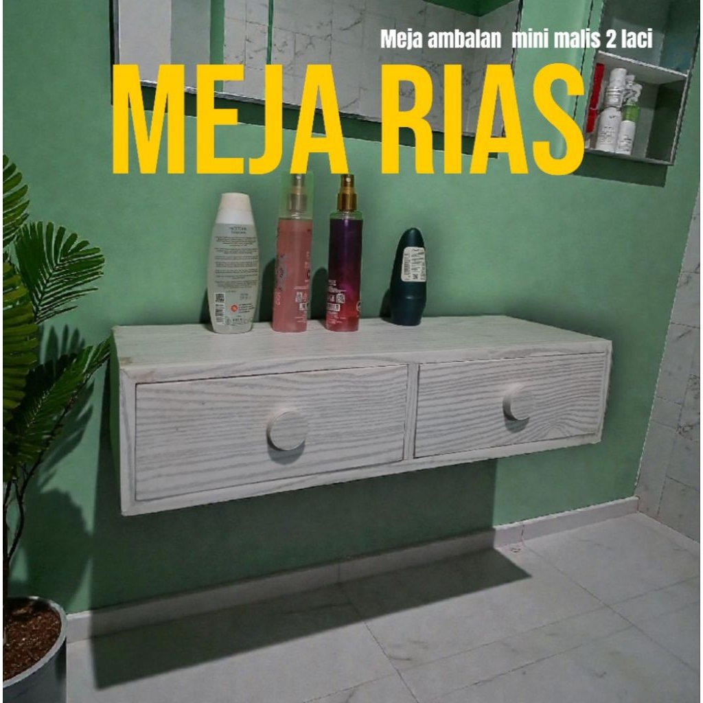 Meja rias minimalis gantung ambalan 2 laci