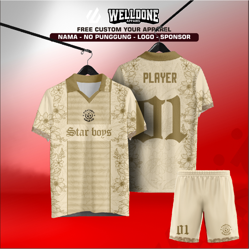 WELLDONE APPAREL  Setelan Jersey Sepakbola / futsal / volley / badminton / Jersey Kelas Team Custom 