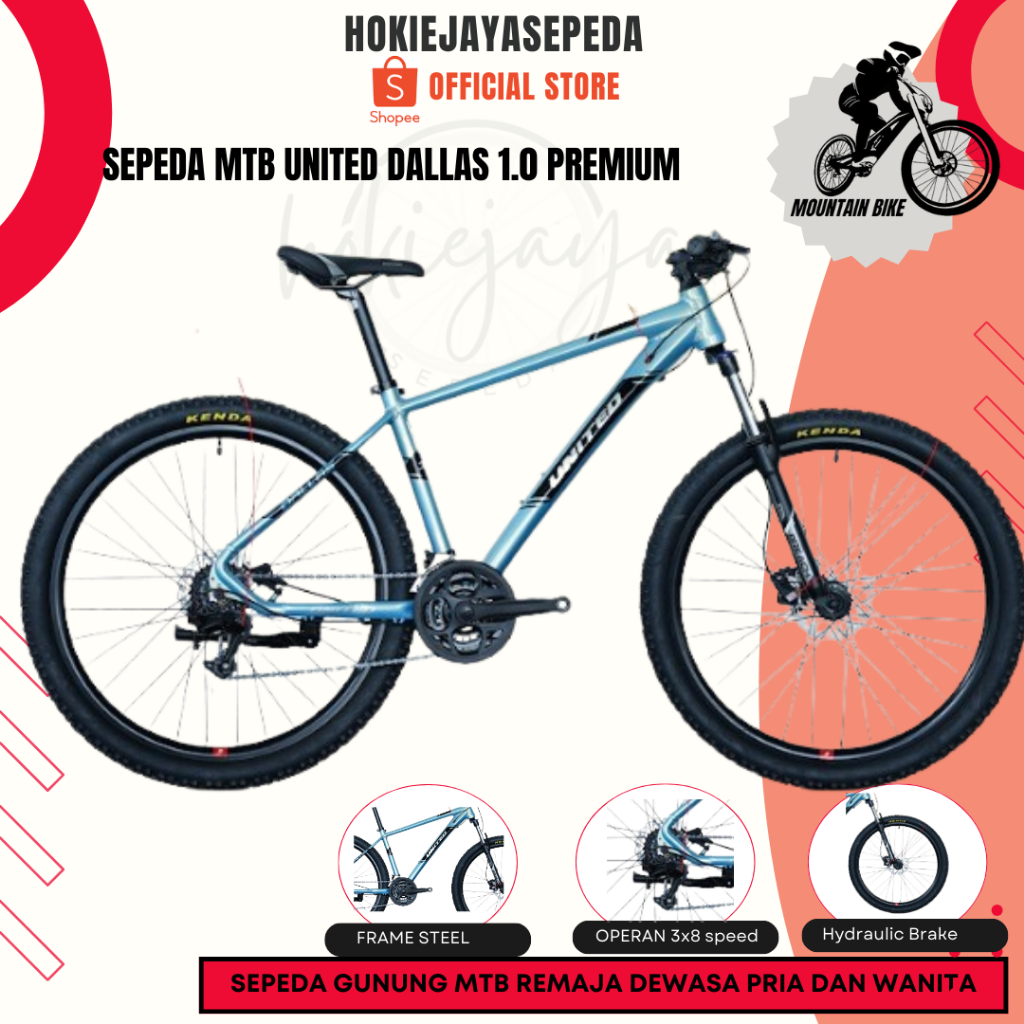 United bike Sepeda Gunung 27,5 inch Dallas 1.0 Premium MTB  Frame allumunium - 24 speed - hydraulic 