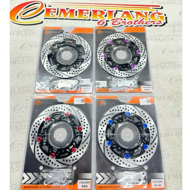 DISC BRAKE NMAX 260MM DISCBRAKE GROZA NMAX 260 PIRINGAN CAKRAM DEPAN BELAKANG NMAX 260MM GROZA T7 BL