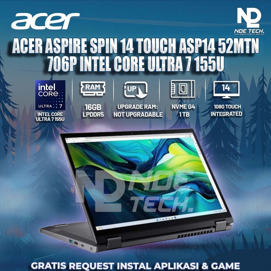 ACER Aspire Spin 14 TOUCH ASP14 52MTN 706P Intel Core Ultra 7 155U