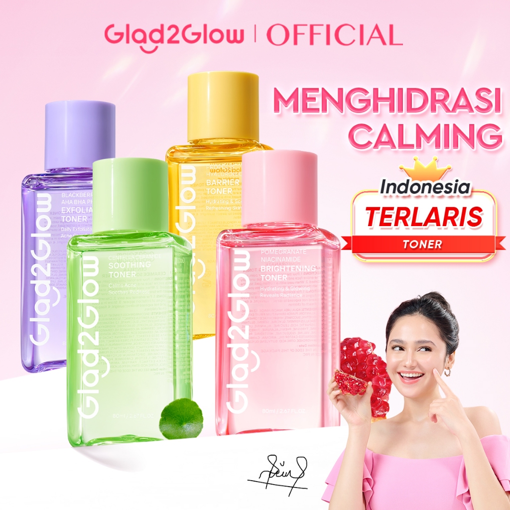 Glad2Glow Toner Complete Series - Brighten/Acne Toner/Barrier/Exfoliating toner-Skincare toner badan
