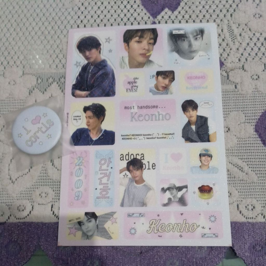 Sticker deco Pin Badge Sparkle Pin Heart Sparkle Ahn Geonho Keonho Cortis