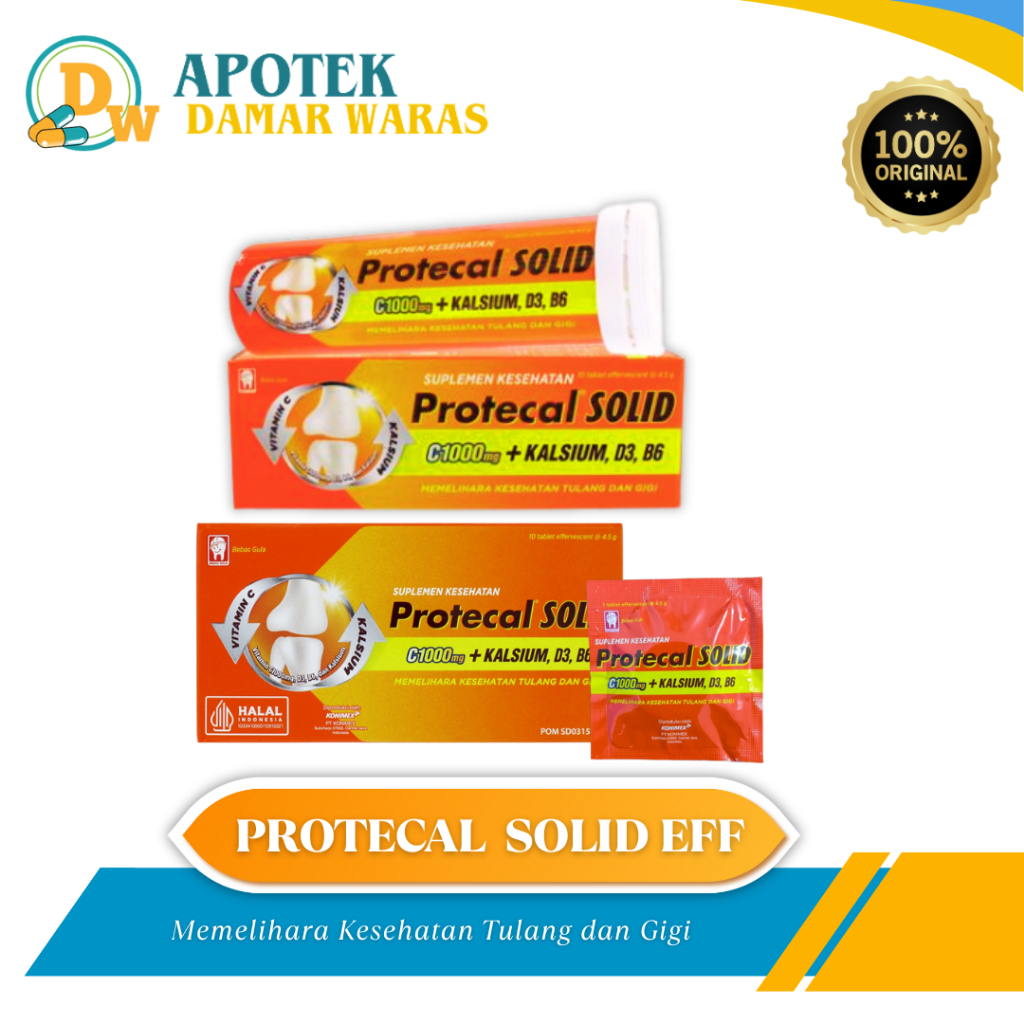 PROTECAL SOLID EFFERVESCENT  C1000+KALSIUM,D3,B6 10 TABLET/ SACHET 1 TABLET
