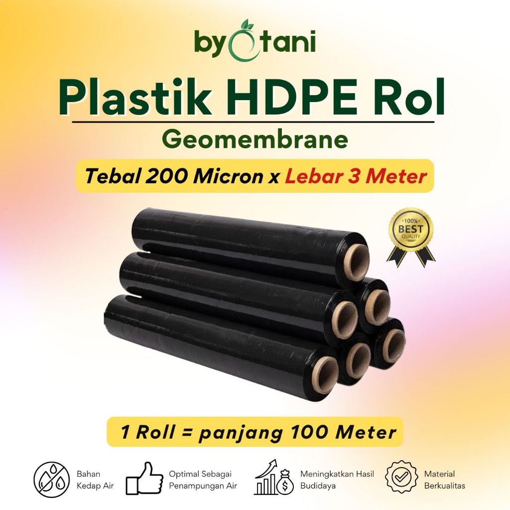 1 Roll Plastik HDPE Geomembrane Tebal 200 Micron Lebar 3 Meter - Panjang 100 Meter