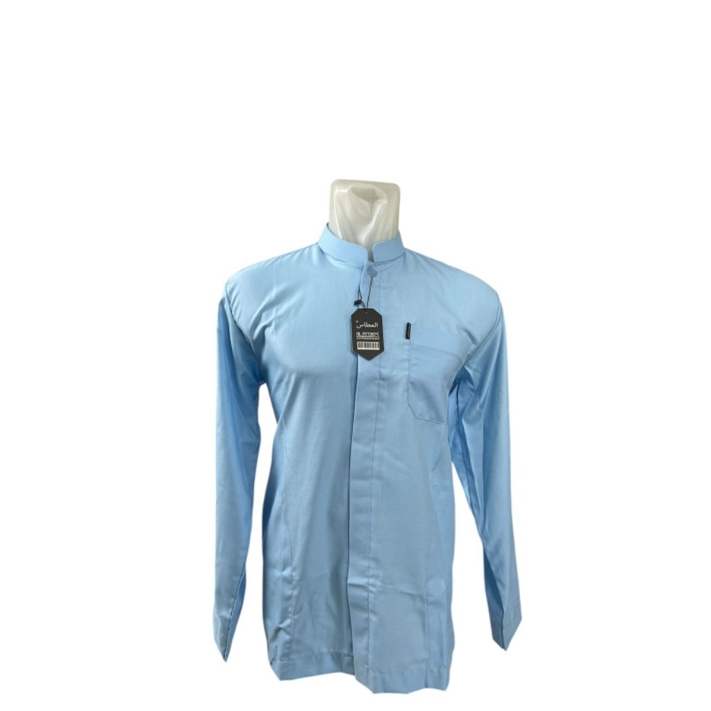 Baju Koko Haibah Super Premium Merk Al Athos Warna Biru Muda