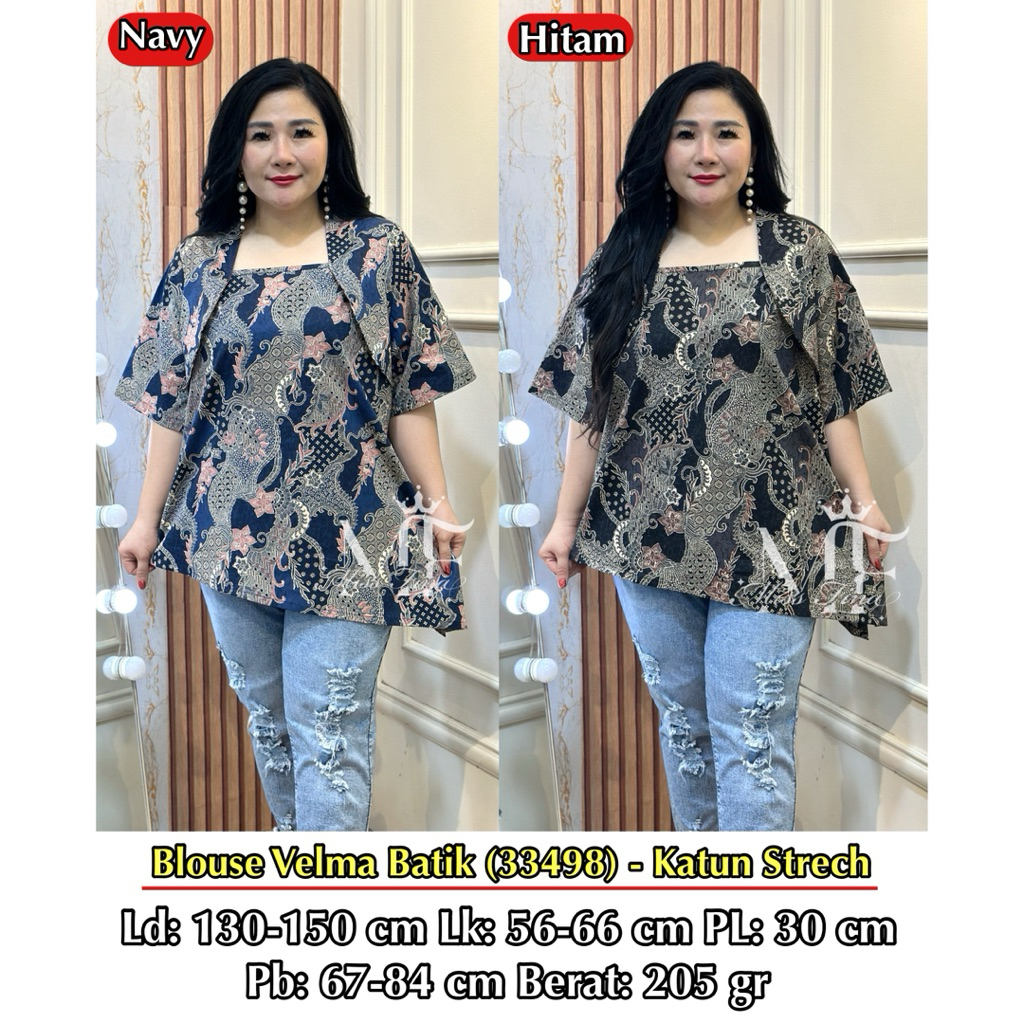 FINA BIGSIZE - (BLOUSE VELMA BATIK) ATASAN BATIK WANITA JUMBO BIGSIZE