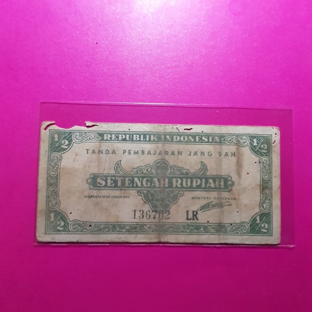 uang kuno setengah rupiah ori 1945