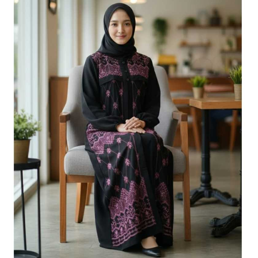 Seruni Etnik Hitam Baju Kondangan Wisuda // Dress Maxi Brokat Tile Terbaru // Gamis Lebaran Kekinian