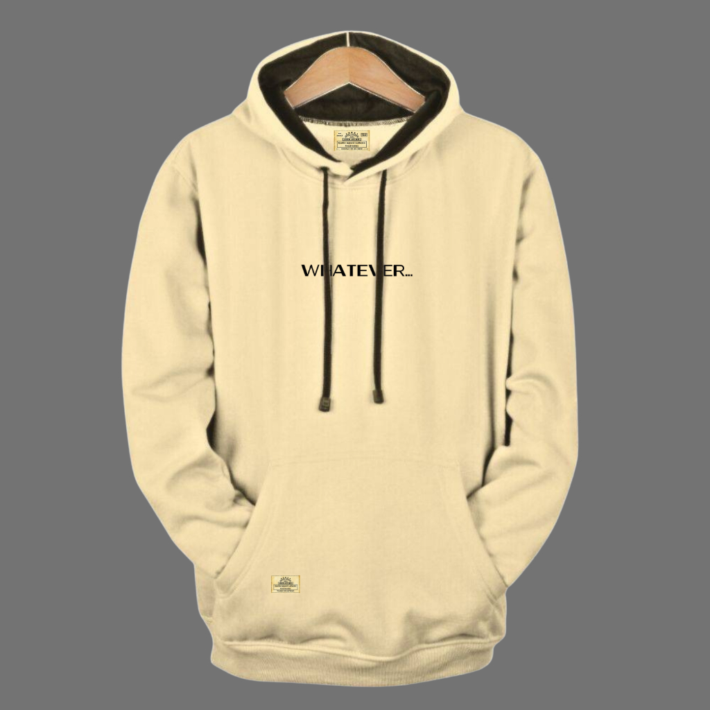 Jaket Hoodie Whatever..pria branded Hoodie pria distro aesthetic warna Cream Sweater cowok distro Su