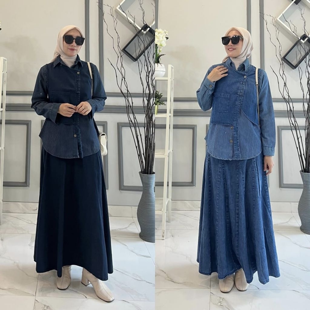 ANDIN SET ROK BY MSF SET ROK JEANS MEWAH SET ROK SIMPLE WLGANTA MEWAH