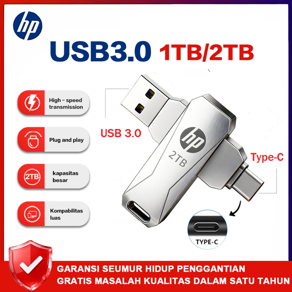 2TB 2in1 USB3.0 HP OTG TYPE-C Flashdisk 1TB/2TB Metal High Speed USB 3.0 Flash Drive USB Flash Disk 