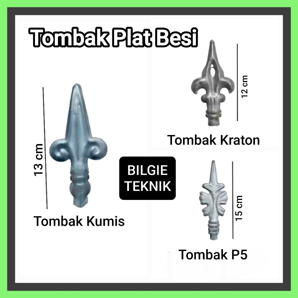 Tombak Pagar Besi Plat Kecil Ornamen Gerbang Aksesoris Model tumbak plat