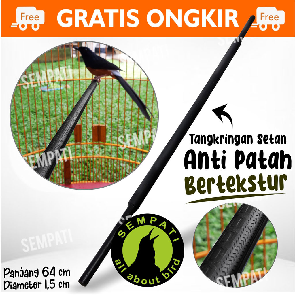SEMPATI TANGKRINGAN SETAN KARET HITAM SANGKAR MURAI VIRAL LAPIS KAYU ANTI PATAH UNTUK KANDANG BURUNG